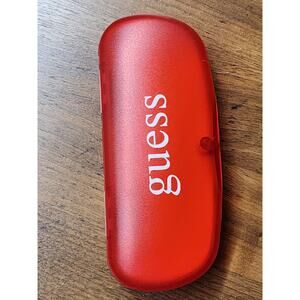 Red transparent guess hard case Sunglasses Eye Glasses flip velvet interior